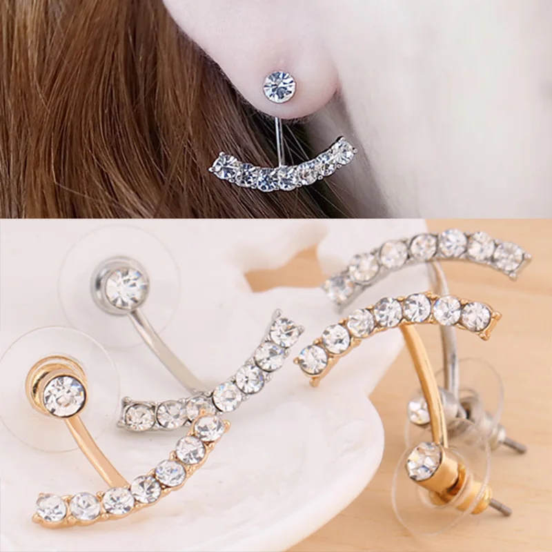 Модные ювелирные изделия женские серьги двусторонний кубический цирконий