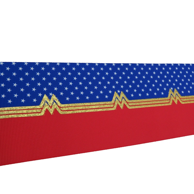 Бесплатная доставка 3 дюйма 75 мм 100% полиэстер Wonder Man голограмма Grosgrain лента для