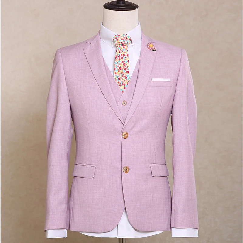 NA06 2018 Новый розовый мужской костюм из шерсти для курения Casamento индивидуальный