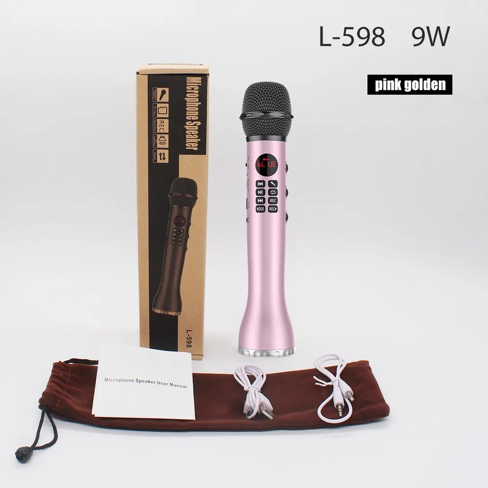 Pink Ssmarwear 9 Вт беспроводной микрофон L598 ручной караоке Bluetooth динамик микро караоке TF карта Пение Запись Мобильный микрофон - Цвет: Pink
