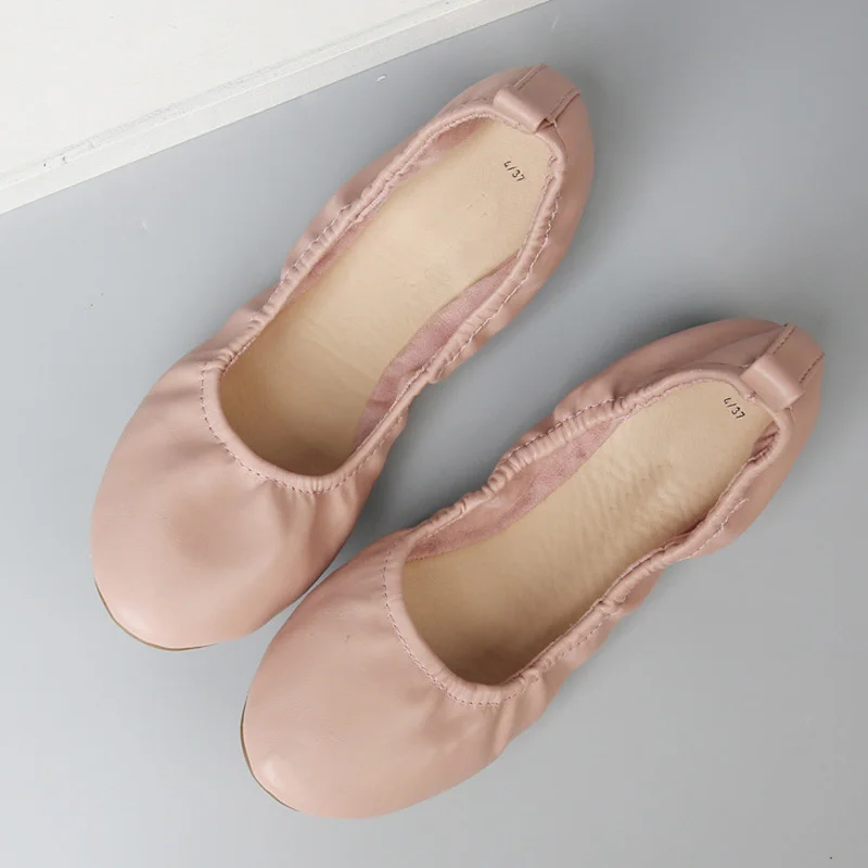 Vogue с мягкой подошвой розовые балетки Женская обувь на плоской подошве Женские