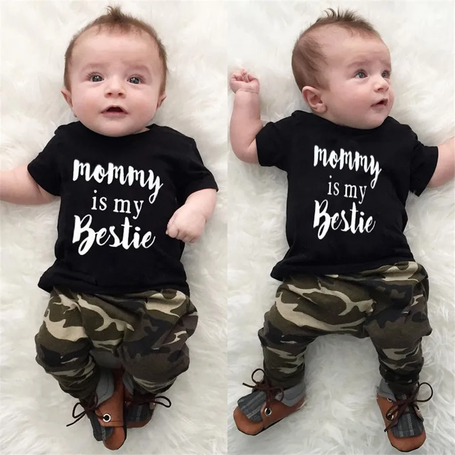 Одежда для маленьких мальчиков футболка с короткими рукавами mommy is my bestie + длинные