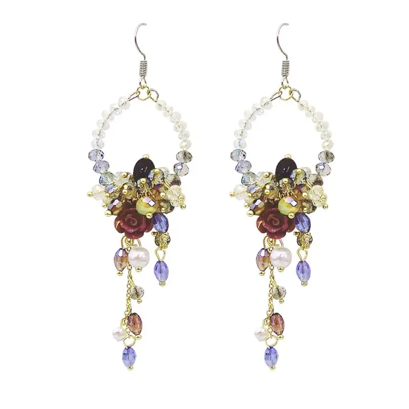 XIAO YOUNG модные ювелирные изделия длинные серьги с цветком и кристаллами