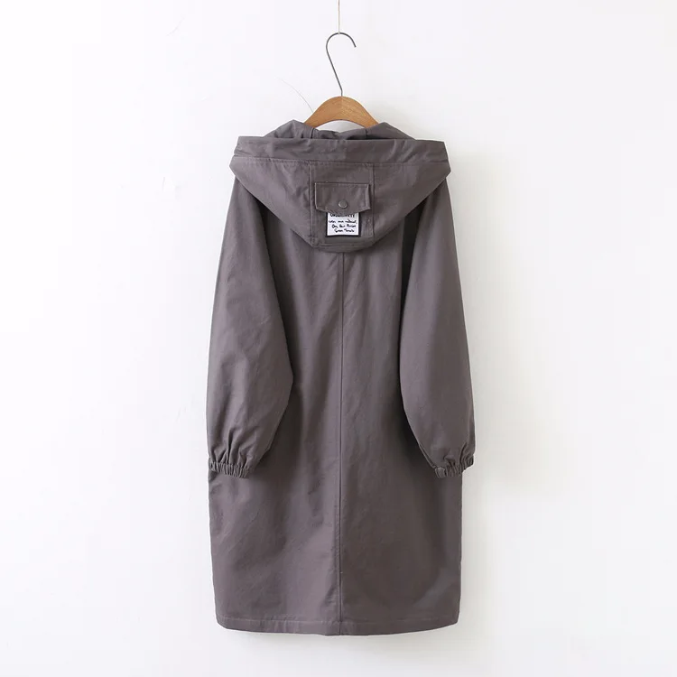 Элегантное Свободное пальто для женщин длинный рукав длинная дизайнерская ветровка с капюшоном однотонная Осенняя уличная одежда