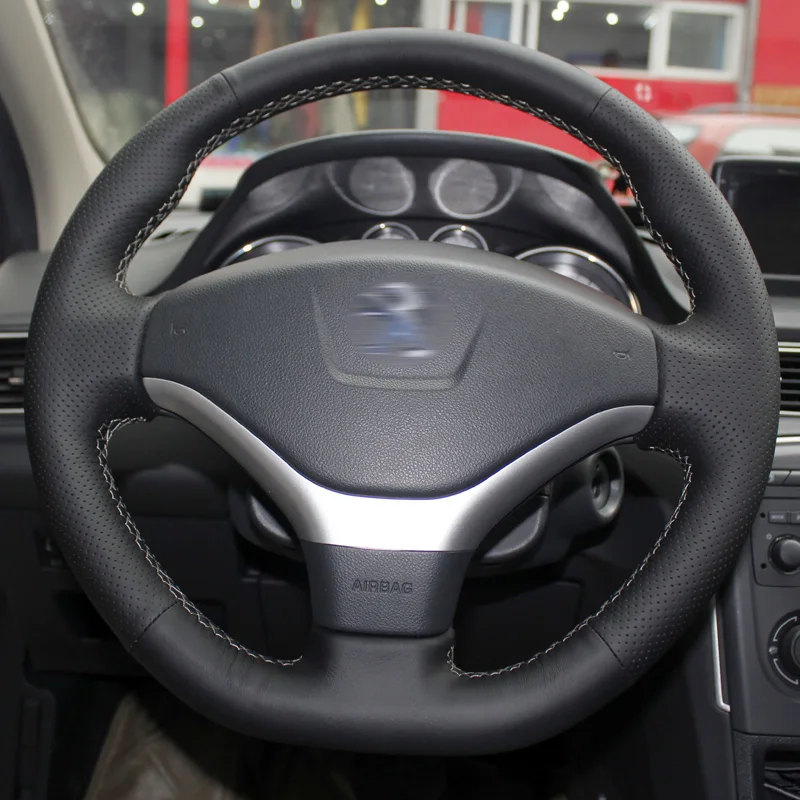 BANNIS черный искусственная кожа поделки ручной работы крышка рулевого колеса для peugeot 2012- 308 2013 peugeot 408