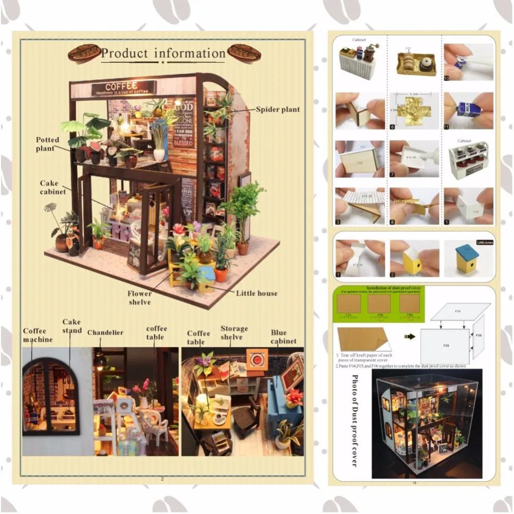 Muñeca casa miniatura DIY casa de muñecas con mueble de tiempo de espera juguetes para niños Regalo de CumpleañosM027