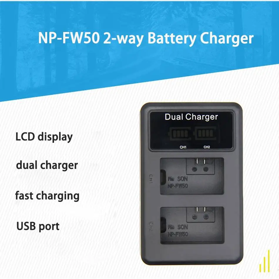 NP FW50 цифровой Камера батареи Быстрая зарядка 5В USB Dual Зарядное устройство с ЖК