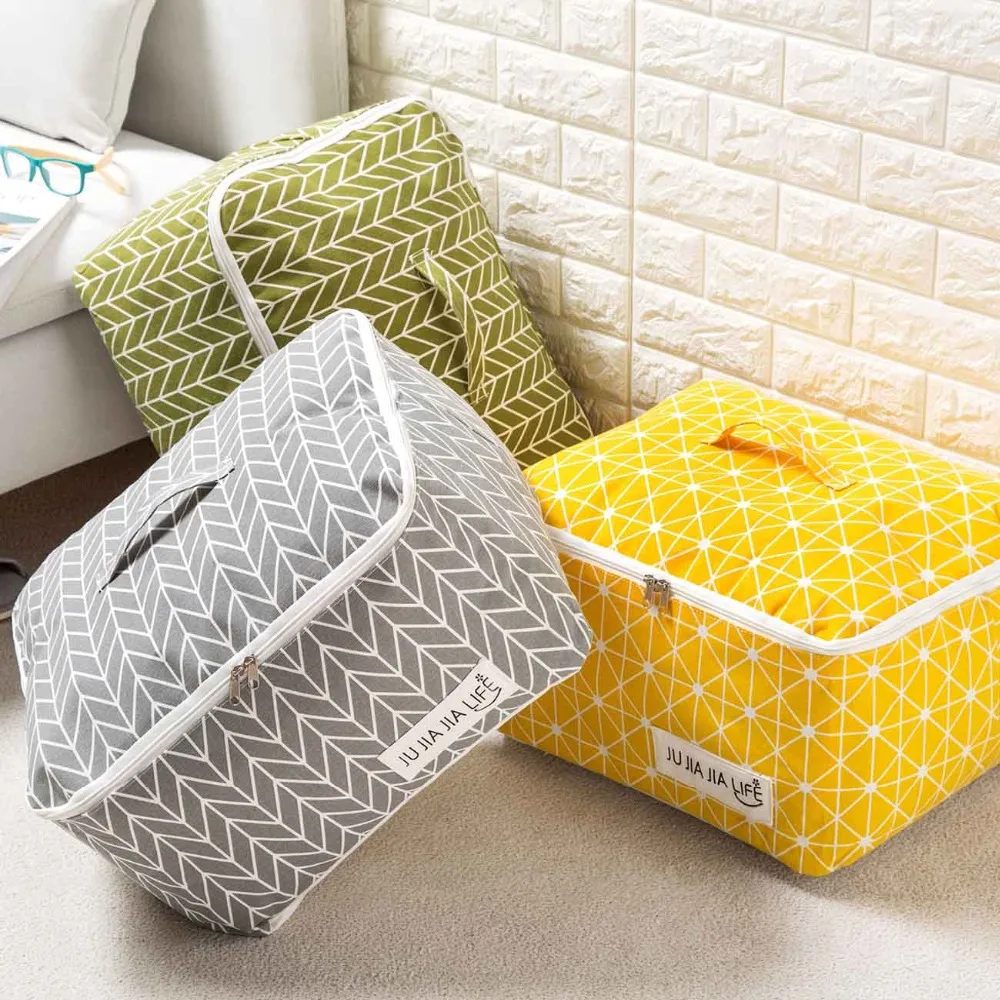 Сумка для Хранения Коротких одеял дорожный льняной пыленепроницаемый