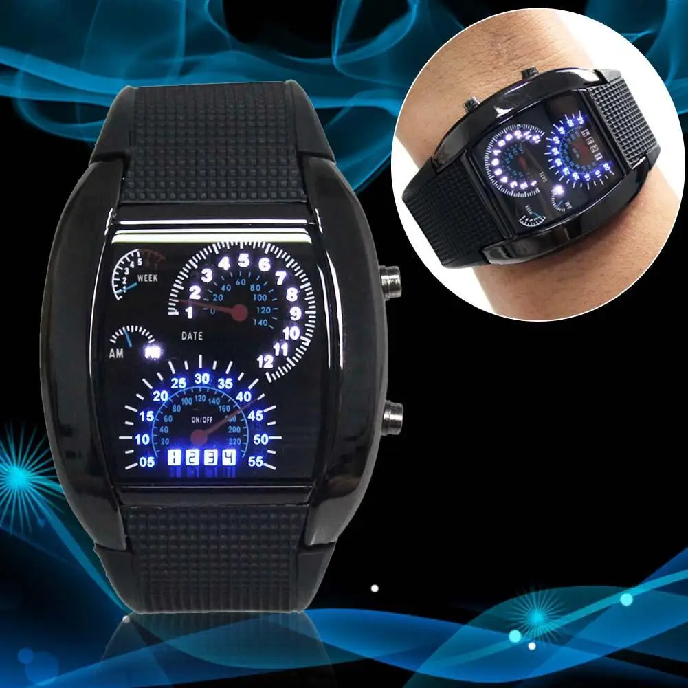 Мода 2017 авиационный турбо циферблат светящиеся светодиодные часы подарок для