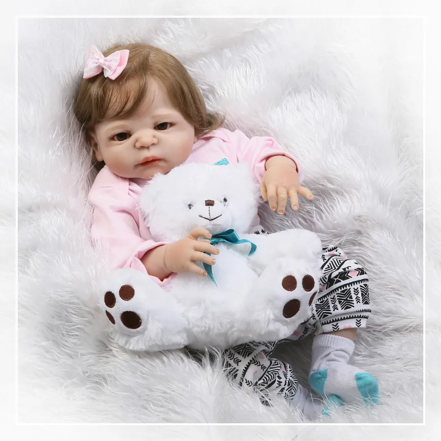 57 см Полный винил Boneca Reborn кукла для девочек реалистичные куклы Reborn Baby Мягкая кукла из силикона Reborn игрушки для детей подарки на день рождения
