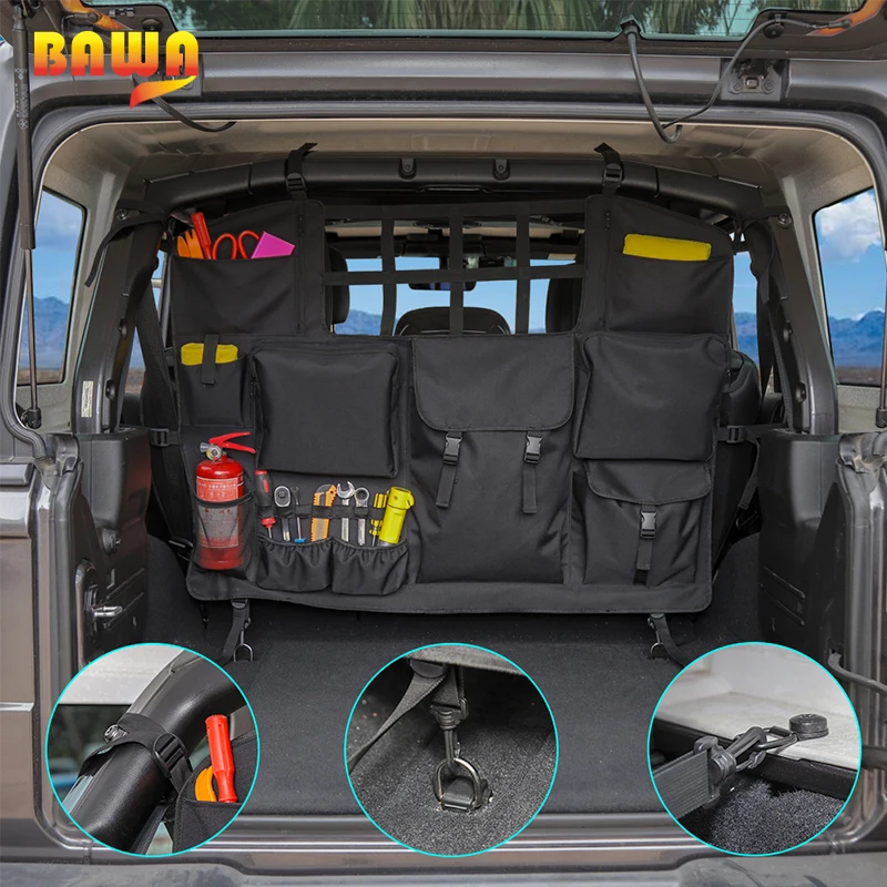 BAWA сумка для хранения багажника для Jeep Wrangler JK JL 2007+ Автомобильная Задняя сумка для хранения на спинку сиденья для Wrangler JK JL интерьерные аксессуары