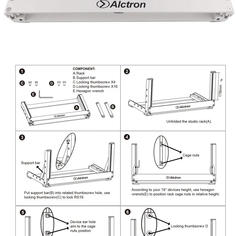 Alctron RS19 4U серия качественная сценическая аудиостойка из алюминиевого сплава Регулируемый угол Складная Настольная студийная стойка для 19''size устройства