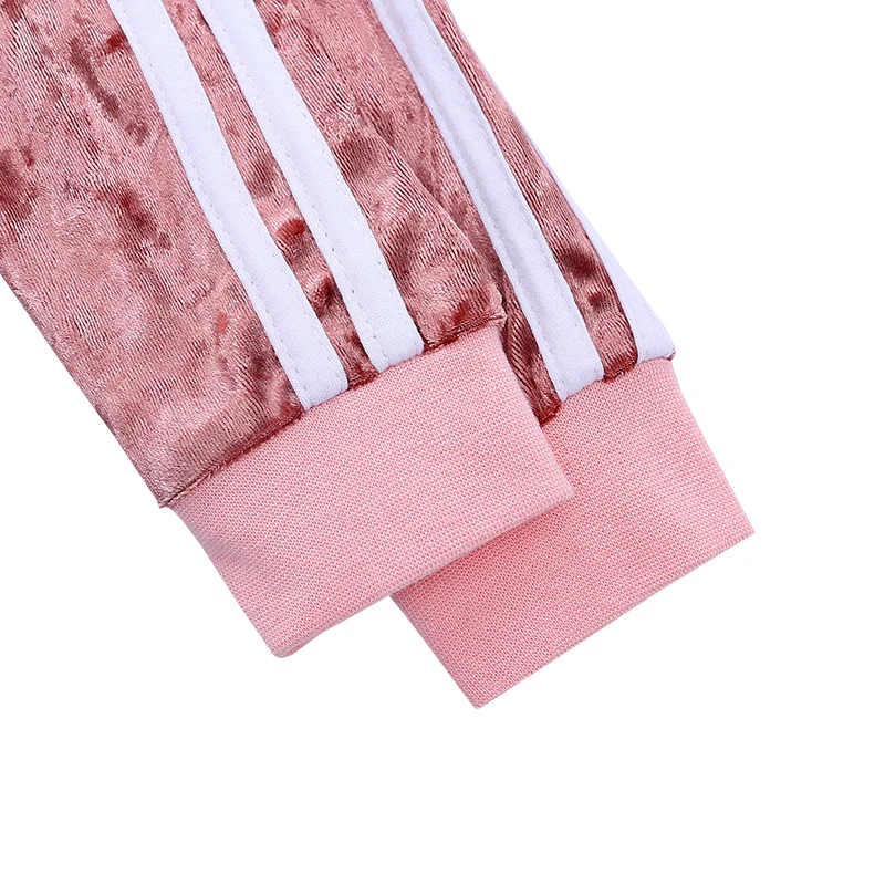 2019 two pieces of European and American girls spring autumn striped sports suit including children golden fleece sweate pant | Детская