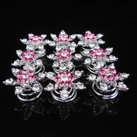 100 pcs new pink color snowflake bridal wedding prom crystal rhinestone women girl hair twists spins pins