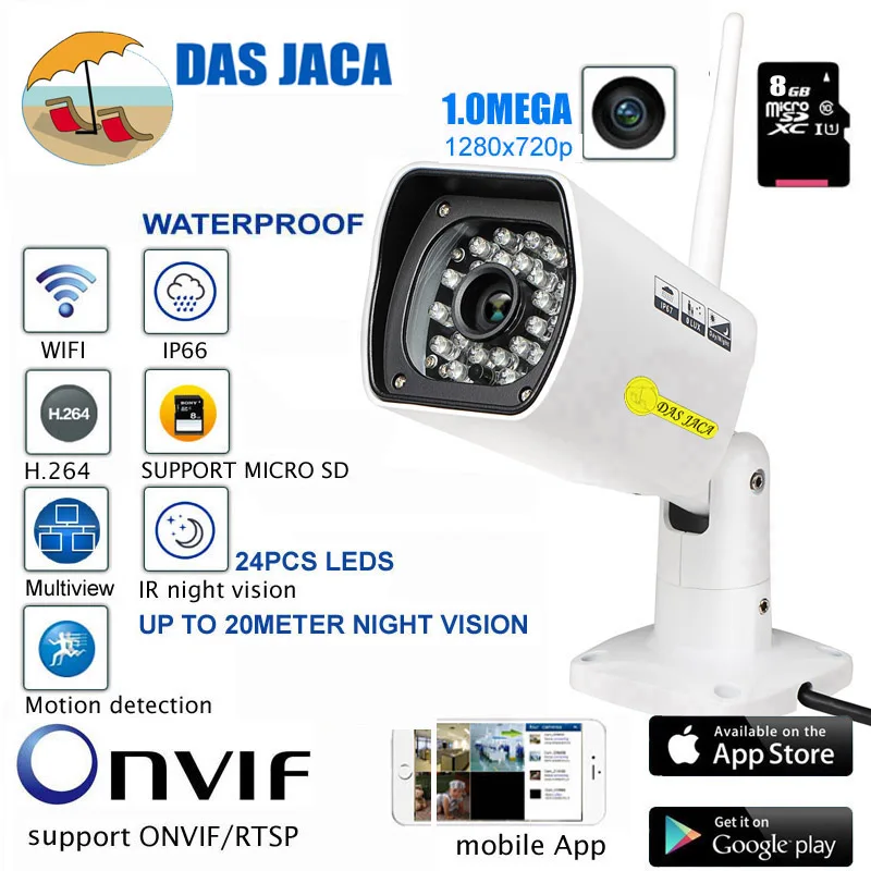 Беспроводная ip камера Das Jaca 8GB 1 0 Mega 720P HD инфракрасная ночного видения для