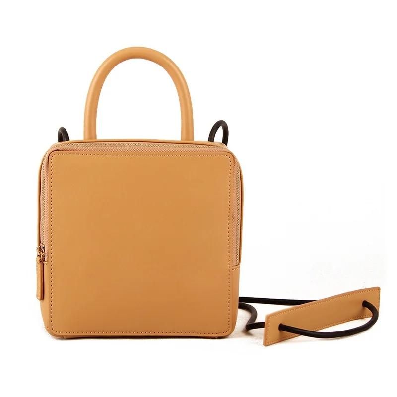Lady High Quality Square-Shape Women Split Leather Flap Bag Vintage Box Cube Block Retro Mini Design Concise Crossbody | Багаж и сумки
