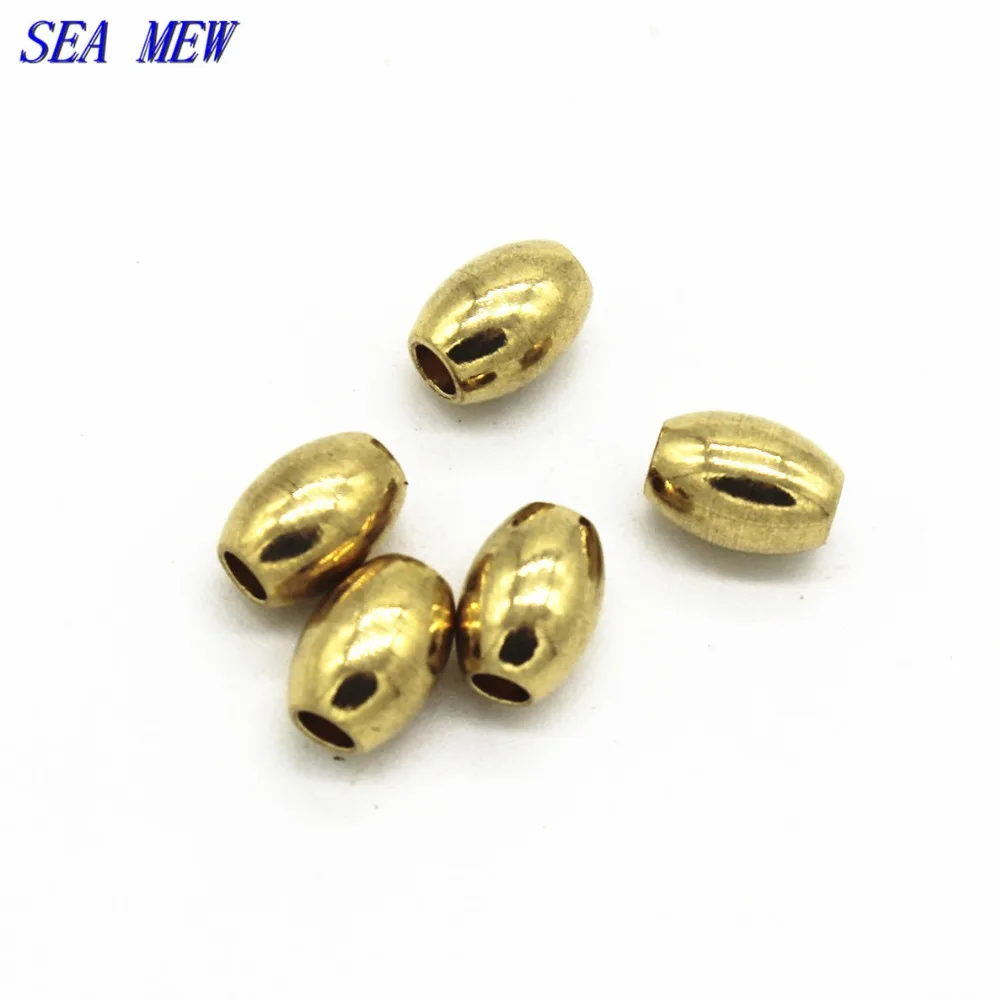 SEA MEW 100 шт 3*5 мм 4*6 мм 5*8 мм 6*8 мм Металлические необработанные латунные овальные бусины с отверстием бусины DIY свободные бусины для изготовления ювелирных изделий