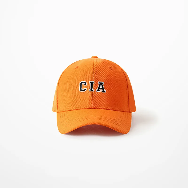 В Корейском стиле Кепка в хип-хоп для мужчин и женщин Оранжевый Цвет CIA вышивка