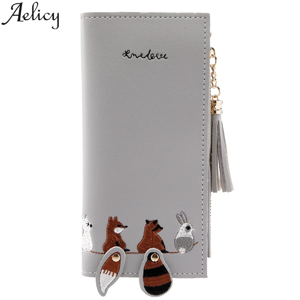 Aelicy 2019 модный длинный кошелек с лисьим котом кисточкой кожаные женские кошельки