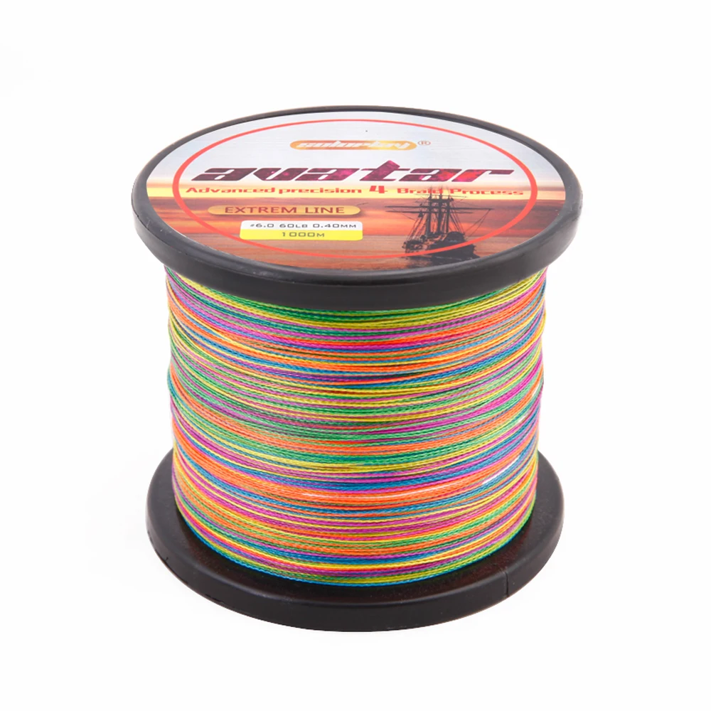 SOLOPLAY 1000 м 1 метр цвет 4 нити многоцветная плетеная рыболовная леска 6-80LB