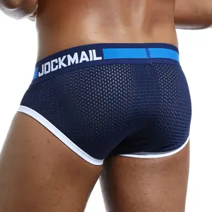 Мужские Трусы-слипы JOCKMAIL, черные дышащие шорты из сетчатой ткани, сексуальное нижнее белье для мужчин, гей-трусы из хлопка, новинка 2019
