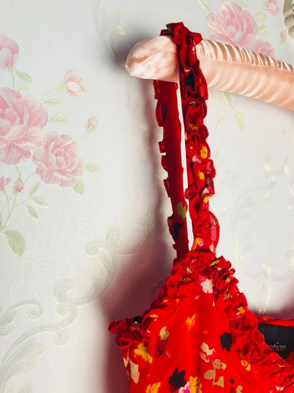 Женский красный корсет на пуговицах без рукавов с цветочным принтом Juliet-Rouge Fleur 100%