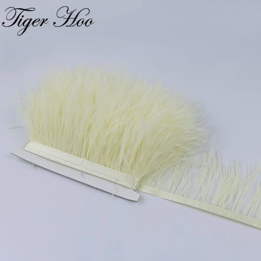 015 Beige 1 метр DIY окрашенное перо страуса бахрома ширина 8-11 см свадебное платье украшение отделка Аксессуары для шитья одежды - Цвет: 015 Beige