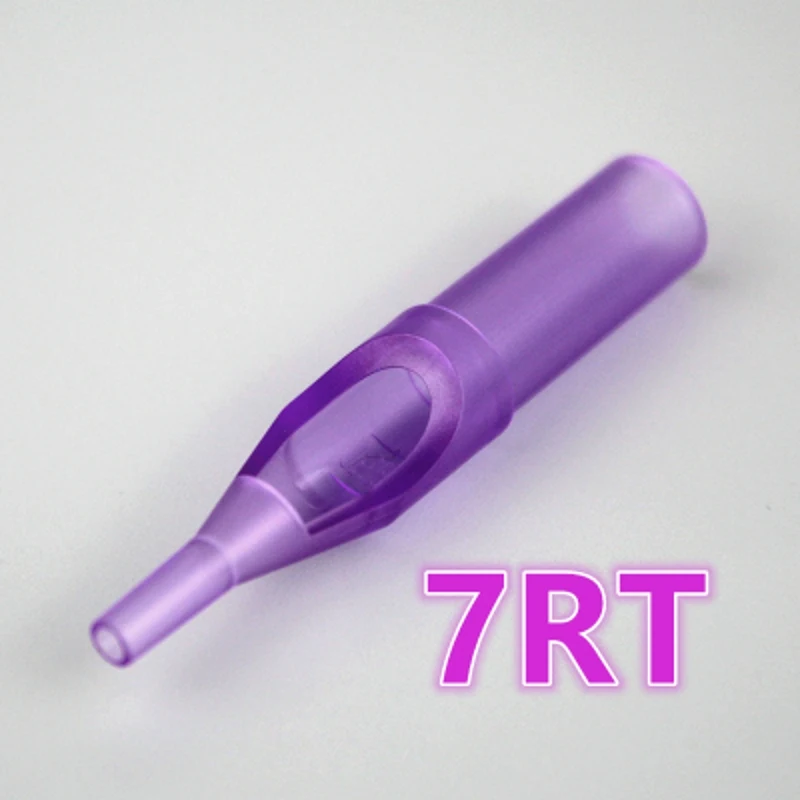 7rt Disposable Purple Transparent Tattoo 50 Stick Cutout Round Tip Tattoos Cap Tatoo Supplies Professional Tool Embroidery Sale