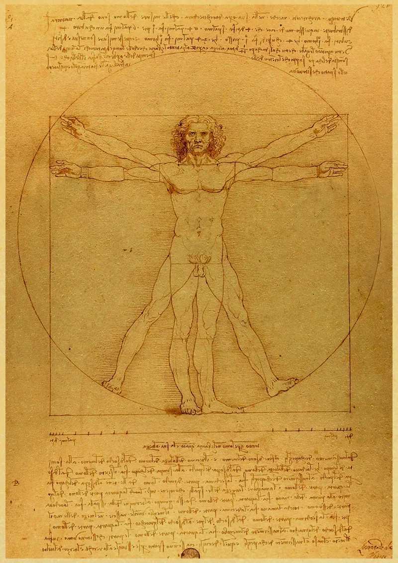 Leonardo рукопись да Винчи-витрувиан человек ностальгические плакаты декоративная Ретро картина ядро крафт-бумага ВИНТАЖНЫЙ ПЛАКАТ