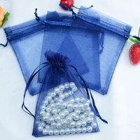 200pcs navy organza bag cute jewelry charms packaging bags 9x12cm small drawable wedding christmas organza gift bag pouches
