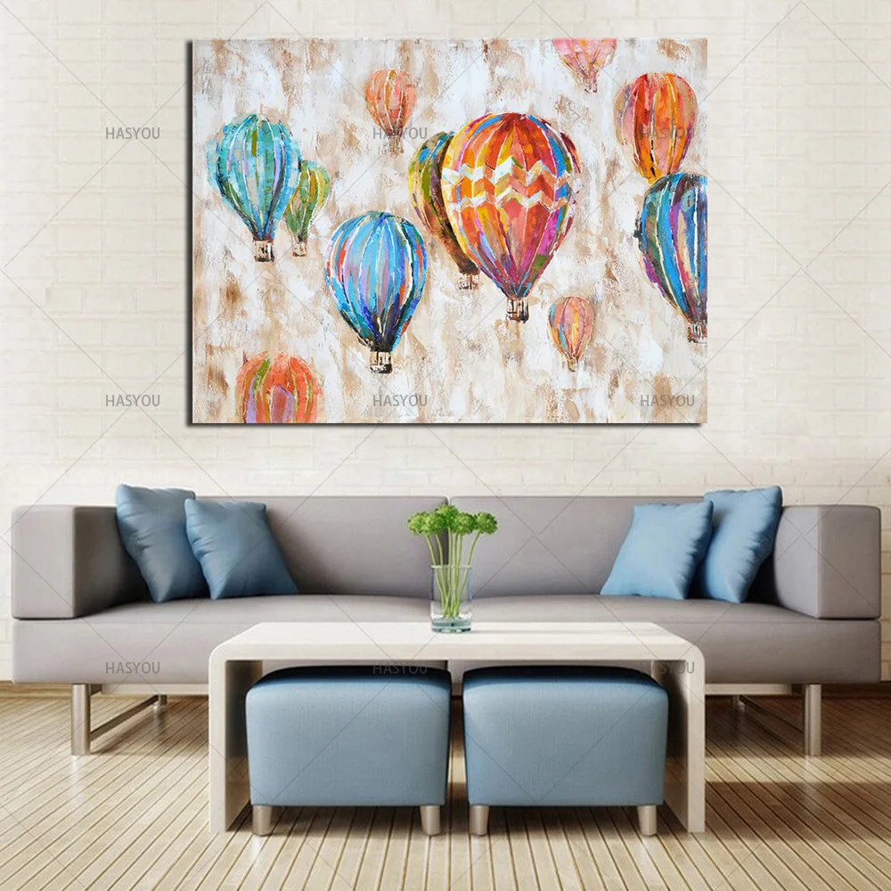 

Pop Artwork handmade High Quality Balloon picture Hand-painted Canvas Hot Air Balloon Oil Painting Modern Balloon Oil Painting