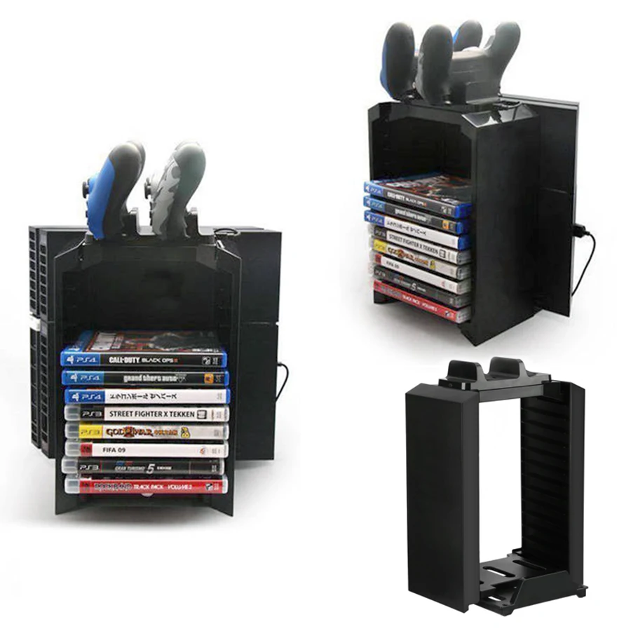 universal multi function disk storage tower controller charger stand dock station for playstation 4ps4slimproxbox one slim free global shipping