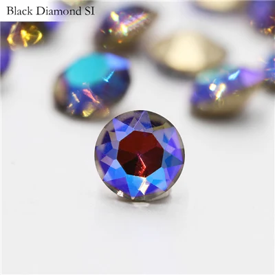 Black Diamond SI Стразы, мерцающие драгоценные камни, круглые Цветочные украшения, хрустальные стразы K9, лучшие 50 шт., цветные стразы, заостренные сзади кристаллы для одежды a - Цвет: Black Diamond SI