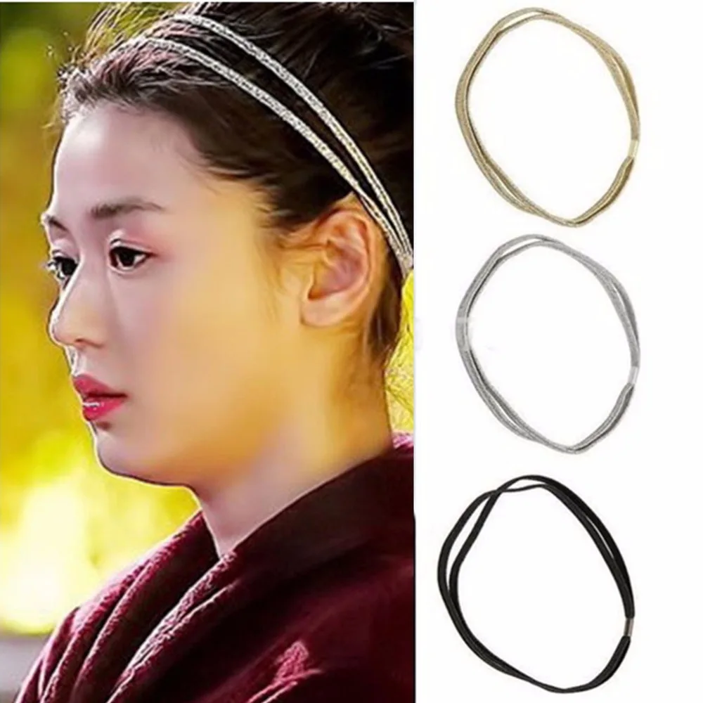 

Блестящая эластичная двойная повязка на голову, блестящая повязка на голову, обруч для волос для девочек, женские аксессуары для волос, Опто...