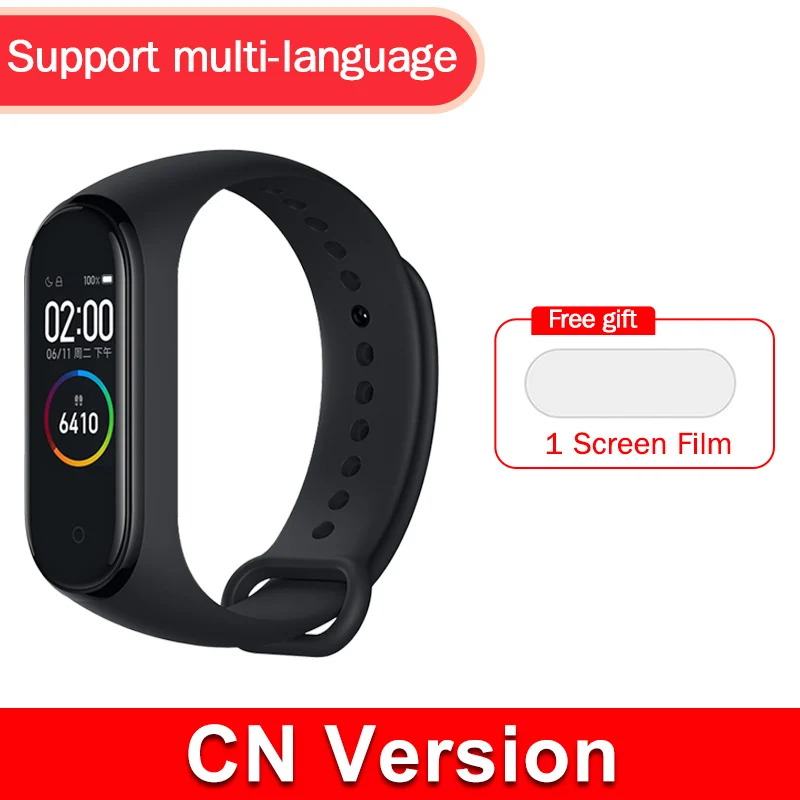 CN Mi Band 4 Глобальная версия,, xiaomi mi band, 4 цвета, экран,, новейший музыкальный умный Браслет, пульсометр, фитнес, 135 мА/ч, bluetooth 5,0 - Цвет: CN Mi Band 4
