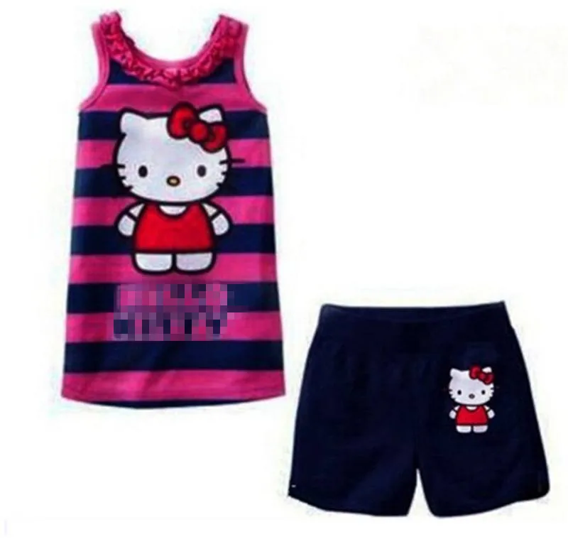 2017 Lovely Children Cartoon Pajamas Set Summer Sleeveless Kids Character Clothing Sets For Boy Girls pijama 2-7YEAR | Мать и ребенок