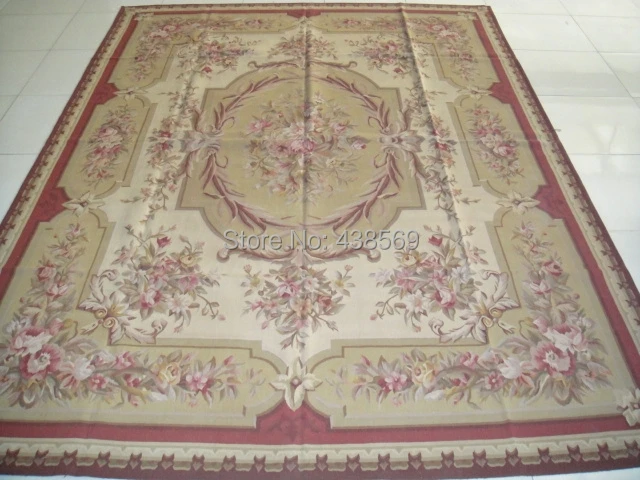 Бесплатная доставка 9 &quotx 12&quot Французский Aubusson Шерстяные Ковры Красный Бежевый