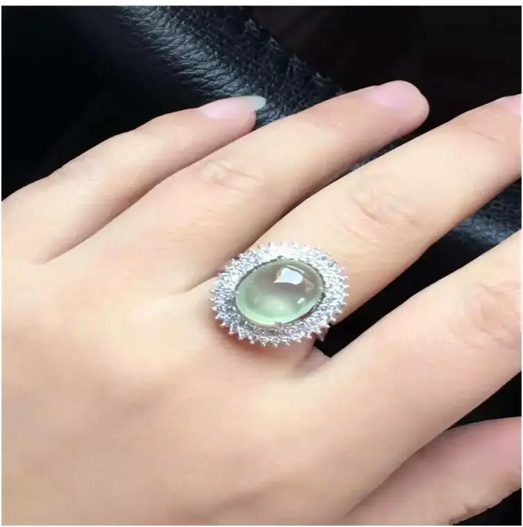 Natual Prehnite Ring Free shipping Natural real 925 sterling silver Gem Size 10*12mm for Woman Or Man | Украшения и аксессуары
