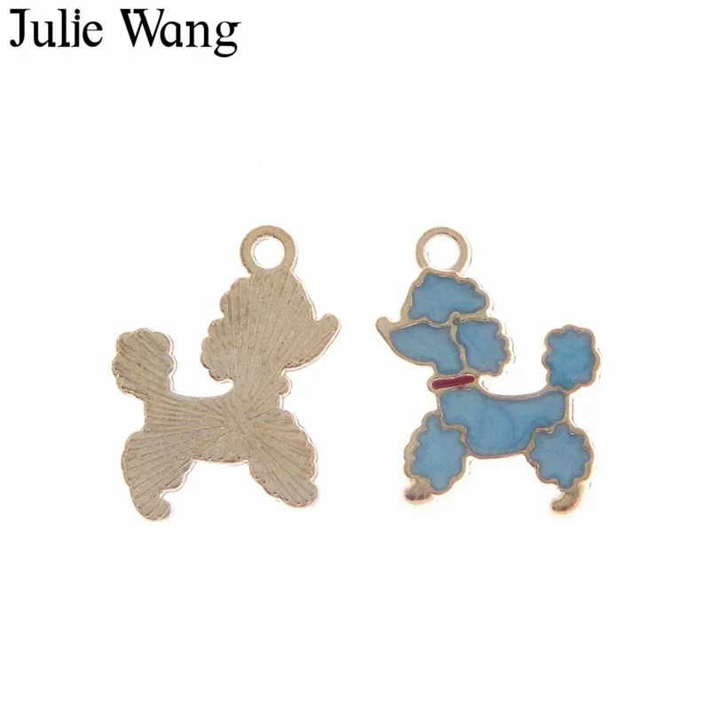 Julie Wang 6 шт. сплав Золотая основа Синий/Розовый эмаль маленькая пудель собака