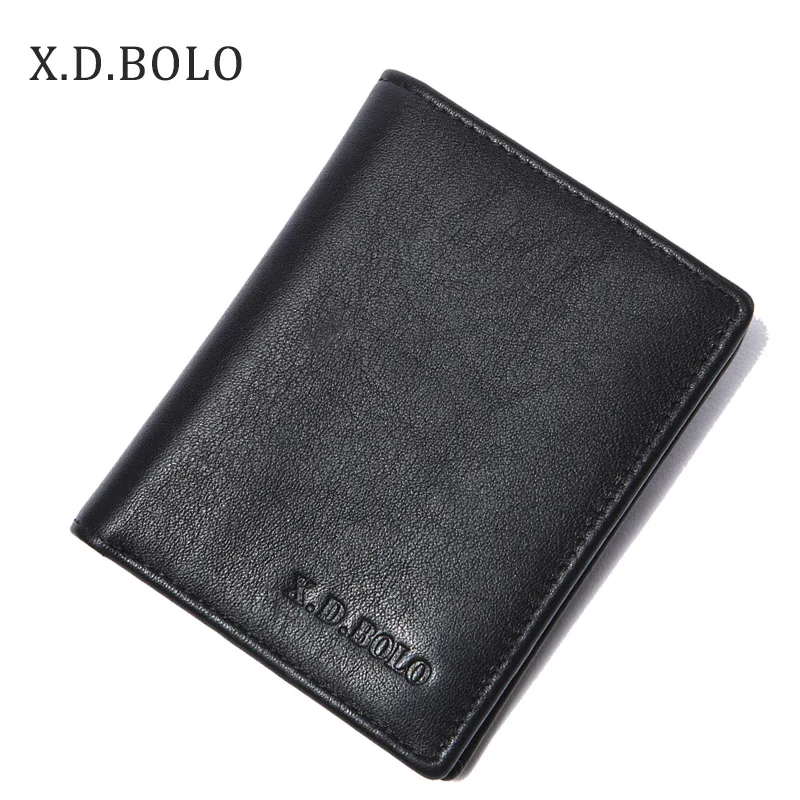 Black XDBOLO Европейский Лидер продаж двойной ID Окно держатель для карт тонкий минималистский передний карман натуральная кожа кошельки для мужчин - Цвет: Black