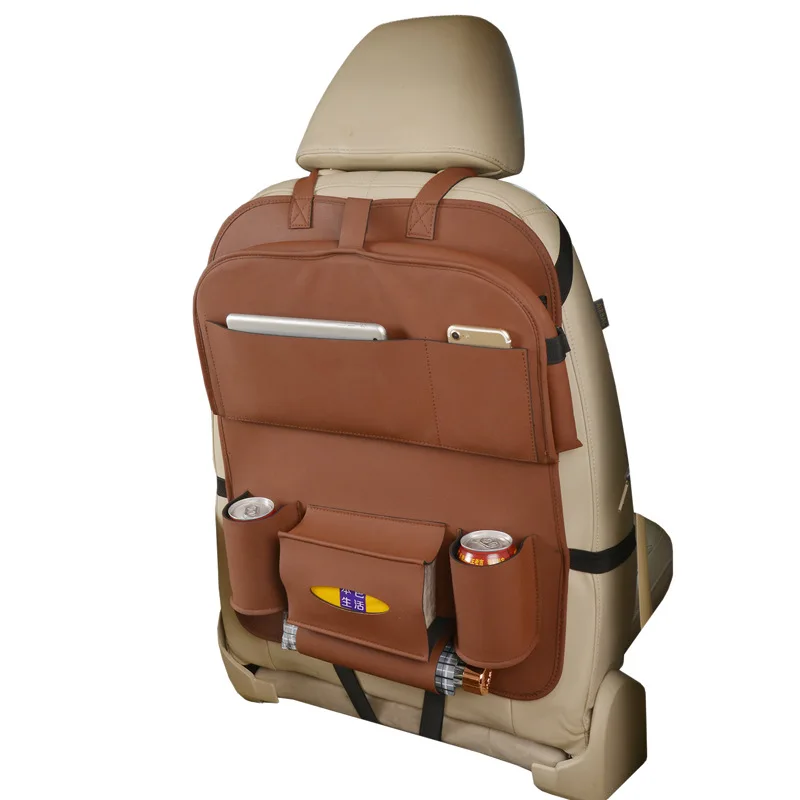 Tray-Tan 1 PCS Из искусственной кожи органайзер для заднего сиденья автомобиля, автомобильный держатель, мульти-карман, сумка для хранения для автомобиля, внедорожника, грузовика, аксессуары - Название цвета: Tray-Tan 1 PCS