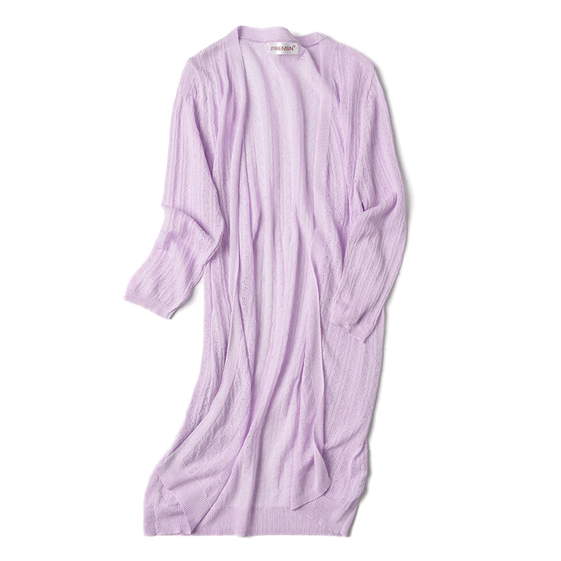 Женский черный вязаный кардиган с длинным рукавом белый солнцезащитный тонкий