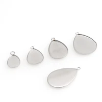 10pcs 4size drop shape stainless steel necklace pendant setting cabochon cameo base tray bezel blank jewelry making findings
