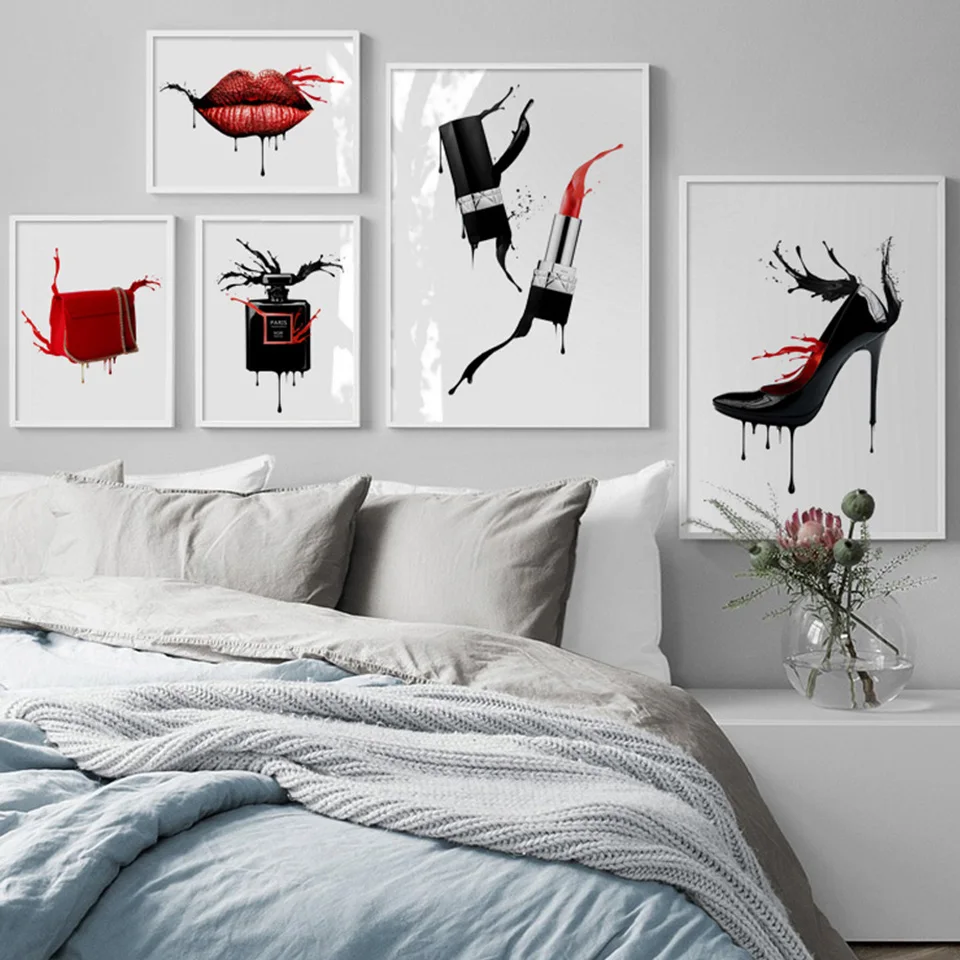 Украшение дома холст Nordic фотографии помада и обувь Картины Wall Art HD принты