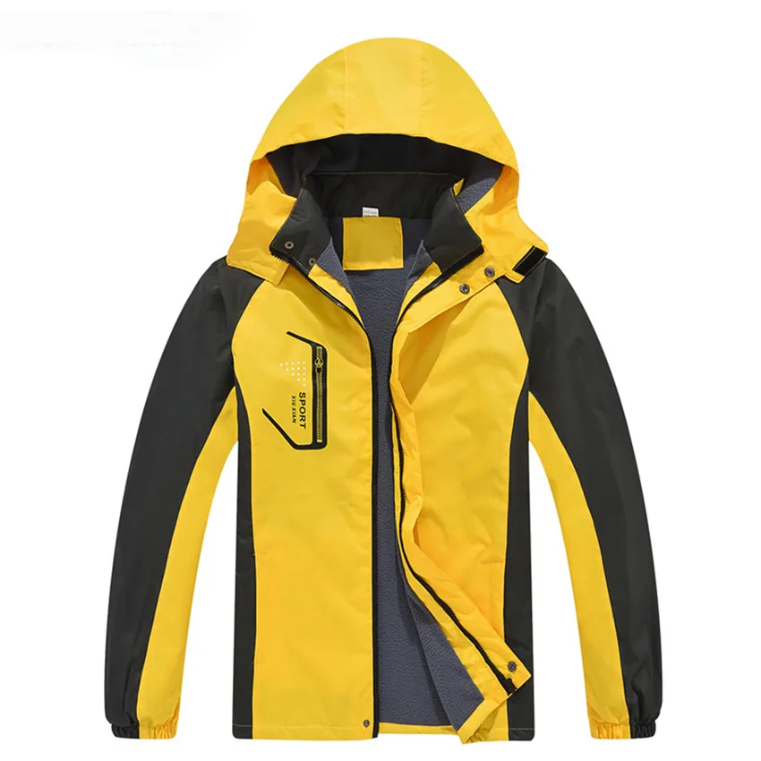 Mountainskin Men Autumn Hiking Jackets Outdoor Sport Windbreaker Camping Trekking Fishing Fleece Hat Detachable Male Coats MA343 - Цвет: Men Yellow