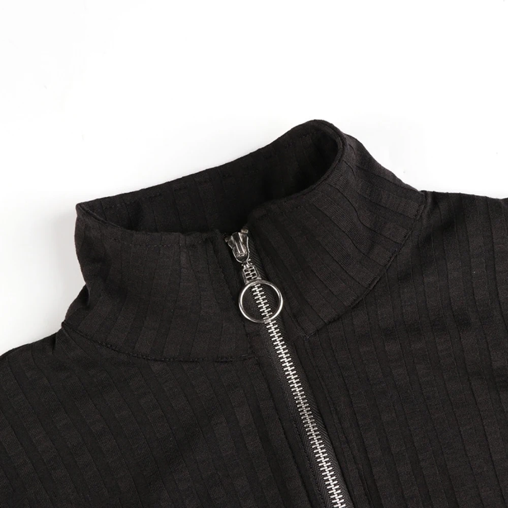 Hodoyi Black Women Sweatshirt Casual Knitted Zipper Loose Female Hoodies Streetwear Brief Style Lady | Женская одежда