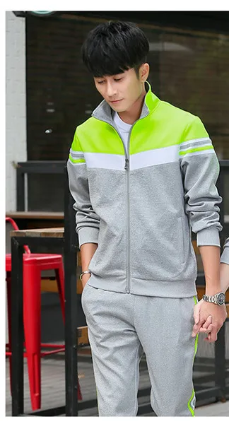 MEN GREEN Спортивный костюм для бега, весна-осень, спортивные костюмы для бега, мужские и Wo мужские s 78 - Цвет: MEN GREEN