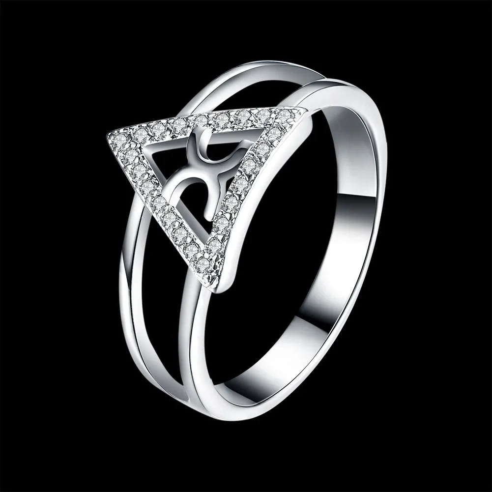 KITEAL online shopping india silver color White size 6 7 8 9 ring for female zircon triangle geometry anel sport |