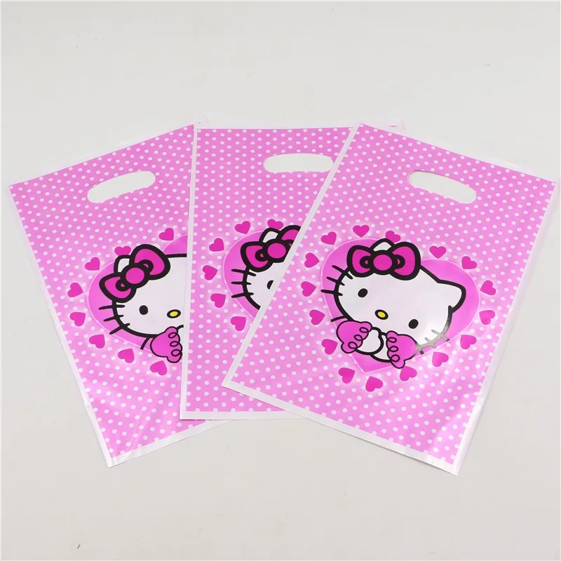 10pcs/lot Loot Bag Gift Cartoon Hello kitty theme Boy Girl Happy Birthday Party Decoration party supplies for Kids | Дом и сад