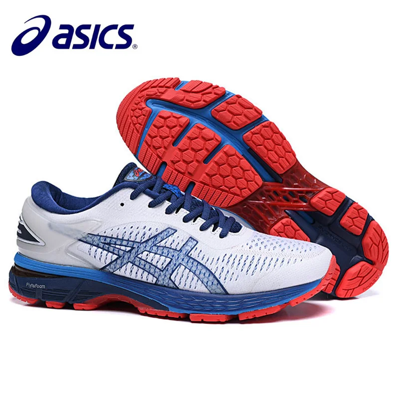 ASICS Gel Kayano 25 оригинальные мужские кроссовки дышащая Спортивная обувь Gel Kayano кроссовки для тренировок - Цвет: White-Red